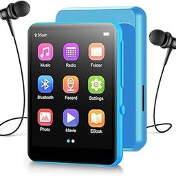 AUDIOCULAR M31 16GB Portable Mp3 Music Player with Bluetooth, 2.4” LCD Touch Screen, Video Playback, Built-in Speaker, Voice Recording Function Mini HiFi Lossless Digital Audio Player (16GB - Blue)-1