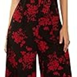 Women Geometric Printed Round Neck Sleeveless Waist Tie-Up Wide Leg Regular Jumpsuit-image-1
