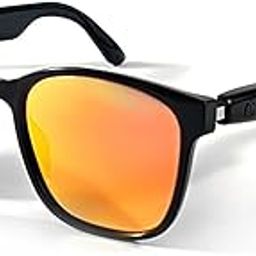QJF Smart Glasses, Polarized Bluetooth Sunglasses with Speaker, Voice Assistant, Open Ear, UV Protection Outdoor Audio Polarized Sunglasses Unisex (Orange)-picture-1