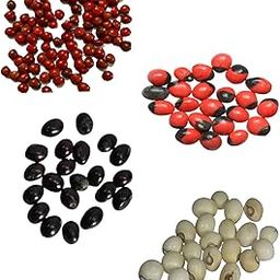 PMW-Combo Pack - 11 Pieces x 4 Colors Natural Yellow , White , Red , Black Gunja Yellow Jequirity Seeds PILI Gunja - White - Chirmi Beads-CHANOTHI-Guri GUNJA - LATUMONI - GUMCHI - CRABSEYE-picture-18
