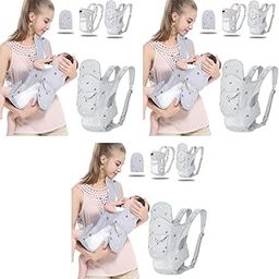 SNOWIE SOFT® Baby Carrier for 0 to 3 Year, Summer Breathable Structured Sling Inward-Facing Carrying Bag 2 in 1 Adjustable New Born Grey 3PCS-image-65
