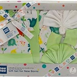 Mee Mee New Born Baby Gift Set | Soft Cotton Clothing Essentials for Infants/Baby Girls, Boys | Baby Shower Clothing Hamper (7 Pieces, Green) | Ideal Gift for New Born Baby-image-92