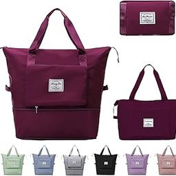 Large Capacity Folding Travel Bag Dry Wet Separation Multifunctional Sports Shoulder Bag Foldable Travel Duffel Bag Travel Lightweight Waterproof Carry Luggage Bag (Red)-image-98