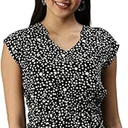 showoffff Women's Cinched Waist Sweetheart Neck Black Regular Top_AE-10214_Blackwhite-picture-21