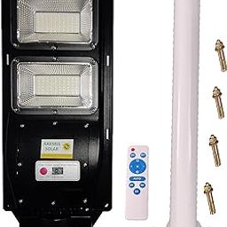 Aarmee Solar Street Light 60w Led Power, 10w Brightness, ABS Plastic with Remote and Mounting Pipe, Waterproof Black or Grey (60watt with Arm)-image-33