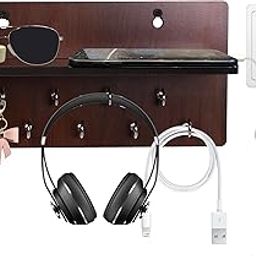 Casewilla Wooden Mobile Holder Stand with Tray and 9 Hooks-15