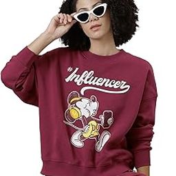 Mickey & Friends Printed Oversized Fit Sweatshirt for Women-image-1