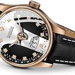 3D Glass Date Display Two Tone Dial Leather Belt Analog Watch - For Men, Band-Black-picture-15