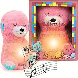 Fusked Flufies Breathing Teddy Soft Toys for Baby Girl and Boy - 25 cm Sensory Toys and Musical Toys for Kids - Sleeping Teddy Bear with Breathing (Breathing Pink Otter)-26