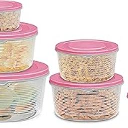 MILTON Store It Round Plastic Food Storage Container Set of 6 with Air Tight Lid (200ml, 400ml, 600ml, 1L, 2L & 3L) Fridge Boxes, Multi-Purpose Leakproof Box for Vegetable Snacks Kitchen Bowl, Pink-picture-14