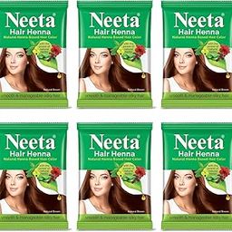Neeta Pure Henna Powder for Hair Colour with 5 Natural Herbs, Natural Brown Hair Colour For Women and Men, Natural Henna Based Hair Color, Natural Hair Dye for Smooth Hair (50g Each - Pack of 6)-image-16