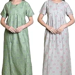 first sleep Cotton Night Gown for Women – Stylish Maxi Nighty | Soft & Comfortable Cotton Gowns for Ladies | Night Dress for Women Homewear & Sleepwear Pack of 2-picture-48