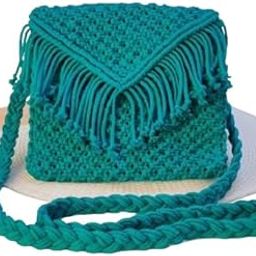 Macrame shopper bag, Tote bag, Shoulder bag, Boho accessories Macrame Crossbody Bags - Size: Width 23 cm x Length 23 cm Dark cyan Color-image-45