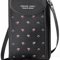 MOCA Girls Women's wallet sling bag for with Mobile Cell Phone holder Pocket Wallet Hand Purse Clutch Crossbody Sling Bag with Mobile Cell Phone wallet for Women Womens Girls (Black)-image-16