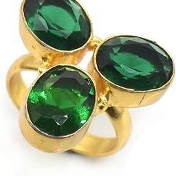 Nimbark Chrome Diopside Quartz Gemstone Gold Plated Jewelry Ring Adjustable-picture-39