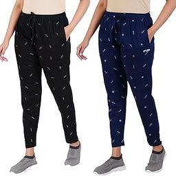 Women Cotton Regular Fit Printed Track Pants (Pack of 2)-image-78