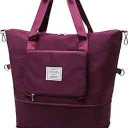 Large Capacity Expandable Travel Duffle Bag Dry Wet Separation for Women Carry On, T1-Fuchsia, Large, Woman Fashion-image-23