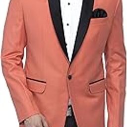 Designer Men's Slim Italian Fit Shawl Collar Tuxedo Suit Blazer, Light Orange-image-62