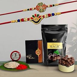 Periapt Rakhi (K2_304+313_SM) & Choco Magic (Pouch)| Rakhi for brother with gift | Rakhi with chocolate |rakhi combo for brother | Set of 2 Rakhi | Effete Chocolate|-image-127