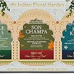 An Indian Floral Garden Handmade Soaps Collection Gift set | 3 Natural Soaps – Son Champa, Temple Mogra & Raat ki Raani | 150gm each | For All Skin Types-1