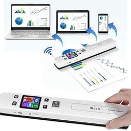 Microware Portable Scanner WiFi Photo Scanner Wand with OCR Tech 4 Resolution Setting and 2 Scanning Mode Scan A4 Double-Roller Design for Laptop Mac Windows Computers-4