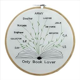 Book Lover Embroidery Hoop Art, Career Growth Design, Handmade Wall Decor, 20 cm-image-3
