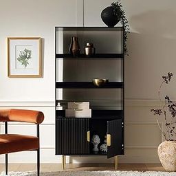G Fine Furniture Book Shelf for Home Library Wooden | Multipurpose Bookshelf & Display Showcase Book Stand | 3 Shelf & 2 Door for Living Room & Office | Solid Wood Sheesham & Iron Legs(Black & Golden)-picture-21