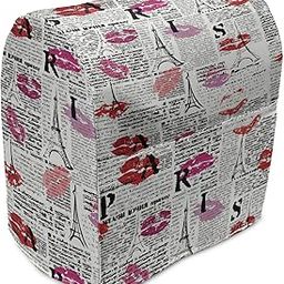 Ambesonne Paris Stand Mixer Cover, Eifel Tower Sketches and Lipstick Kises Pattern, Kitchen Appliance Organizer Bag Cover with Pockets, 6-8 Quarts, Charcoal Grey Multicolor-1