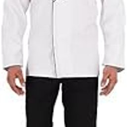 Professional Chef Coat with Mandarin Collar, Long Sleeve, Brown with Black Trim, Cotton-Polyester Blend, Regular Fit (IN, Alpha, 2XL, Regular, WHITE AND BLACK)-image-80