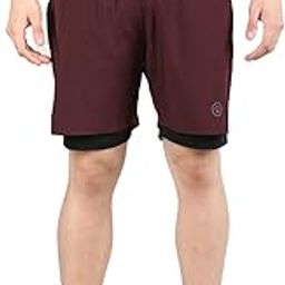 Double Layered Gym Shorts for Men Workout | Compression Inner Layer with Pockets Across Inner Outer and Back | Dry Fit Sports Athletic wear for Running Jogging or Training-picture-0