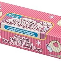 BOS Amazing Odor Sealing Baby Diaper Disposal Bags - Durable and Unscented [Size: M, Color: Pink] (90 count, Pack of 1) (90 Bags)-18