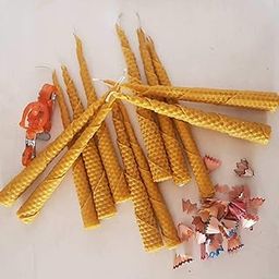 PRATHA Bee Happy Prayer Christmas and Altar Candle Pack of 12 Beeswax Candles Handmade Candles-image-52