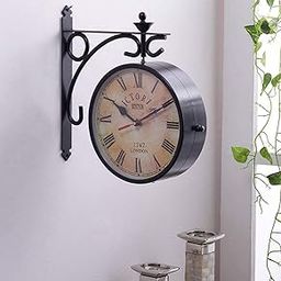 SAREE HOUSE Metal Antique Double Sided Station Clock (Black) 10 Inch-image-80