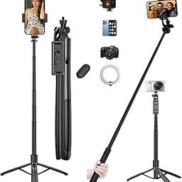 DAMSIN Selfie Stick Tripod Q05, Bluetooth Remote, 62" Extendable Reinforced Tripod, Foldable Monopod, 4 in 1 Multifunctional Wide-Angle, Travel, Selfie, Vlog Livestream supports Mobile, Camera & Gopro-image-37