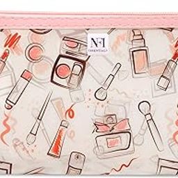 NFI essentials PU Printed Makeup Pouch for Women, Small Transparent Cosmetic Pouch, Stylish Pouches for Makeup Accessories & Travel Organiser (Light Pink)-14