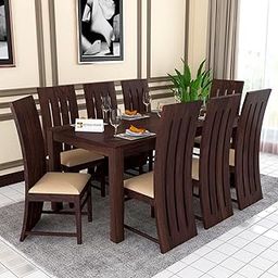 KENDALWOOD™ Furniture Solid (Sheesham) Wood Dining Table with 8 Chairs | 8 Seater Dining Set | Finish Color: - Walnut Finish with Cream Cushions-image-39