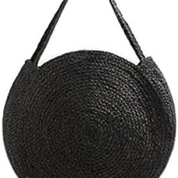 Jute Hand Bag Handcrafted Jute Shoulder Bags Basket Type Bags For Shopping Multipurpose Jute Bag Round Sling Bag For Women Stylish Hand Made Bag, 12 Inches, Black-11