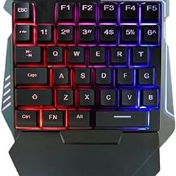 USB Wired Gaming Keyboard with LED Backlight 35 Keys sades Wide Hand Rest One-Handed Membrane RGB Gaming Keypad-7