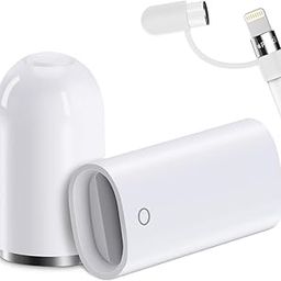 Magnetic Replacement Cap&Charger Adapter For Apple Pencil 1St Generation (With Silicone Protective Cap Holder)White-12
