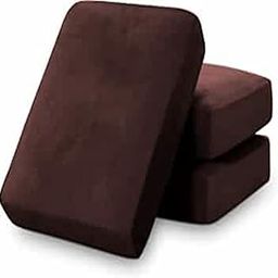 Sofa Set Foam Cushions in Velvet with Zip Cover (Seat - 22"X21"X5") | Density:- 32 Foam, Warm and Decent Visual, Stretchy Soft Velvet Fabric (Pack of 3, Mahogany)-image-2