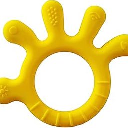 Chic Buddy Silicone Teether for 6 to 12 Months Baby with Soft Textures to Soothe Gums , Perfect Baby Teethers for 3 to 6 months BPA Free ,Teething Toys for Babies.Easy to Clean & No-Choke Design (Finger Delight yellow)-96
