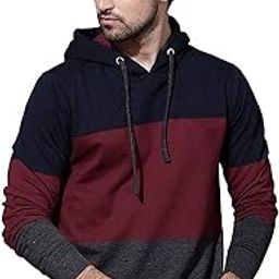 Men's Fleece Regular Fit Colorblock Hooded Hoodie with Drawcord - Contemporary Style and Ultimate Ease-image-37