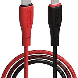 Portronics Hue X 20W Dual Tone Colour Type C to 8 Pin Fast Charging Cable for iPhones,iPads, Laptops & Other 8 Pin Devices, 480Mbps Data Sync, Premium Braided Cable (Black+Red)-13