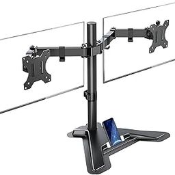 MOUNTUP Dual Monitor Desk Mount - Free Standing & Height Adjustable Monitor Support, Steady VESA Mount Computer Monitor Stand for Screen up to 27 inch, MU1002-14