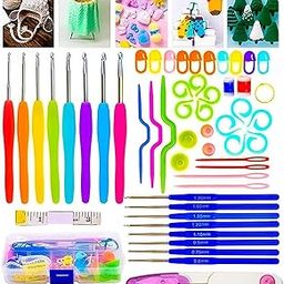 Sharp Choice Knitting Crochet Accessories Needle Set with Box 52 pieces Ergonomic Arts Sewing Knitting Needle Kit Craft Weaving Plastic Yarn Sewing Tools (BLACK)-16