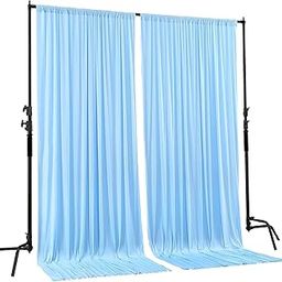 Boltove® Sky Blue Wrinkle Free Decoration Backdrop Curtain Drapes Sky Blue Backdrop Panels Background for Photography Wedding Parties Birthday Anniversary Function 4.5 x 12 Ft. | Set of 2 |-picture-23