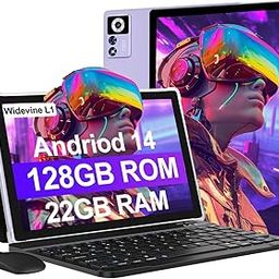 2024 Newest Android 14 Tablet, 22GB RAM, 128GB ROM, 1TB Expansion, Octa-Core 10.1" 8000mAh Tablet with Keyboard and Mouse, IPS HD Display, 5G WiFi, Bluetooth, GPS, Widevine L1, Screen-picture-32