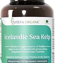 Viteva Organic Arctic Sourced Sea Kelp Capsules - 600mg -120 Veg Capsules | Laminaria Digitata | Excellent Source of Iodine-21