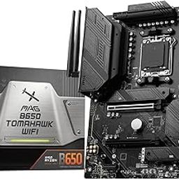 MSI MAG B650 Tomahawk WiFi Motherboard, ATX - Supports AMD Ryzen 7000 Series Processors, AM5-14 Duet Rail 80A VRM, DDR5 Memory Boost 6400+MHz/OC, 2 x PCIe 4.0 x16, 3 x M.2 Gen4-17