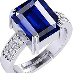 18.25 Ratti 17.25 Certified Original Blue Sapphire Silver Plated Ring Panchdhatu Adjustable Neelam Ring for Men & Women-image-45